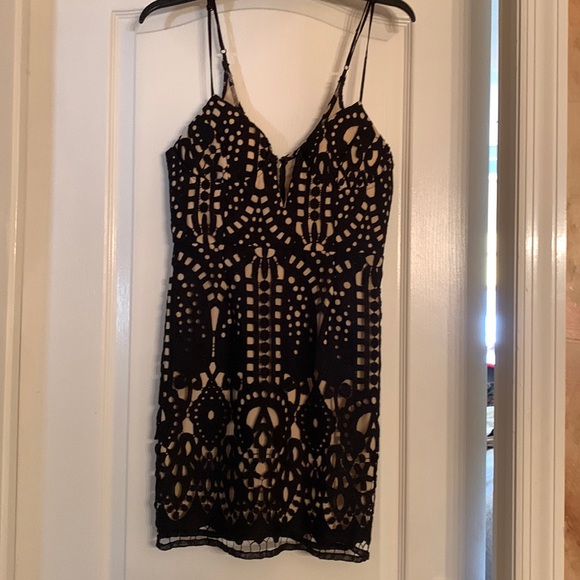 Luxxel Dresses & Skirts - Black and nude lace mini dress